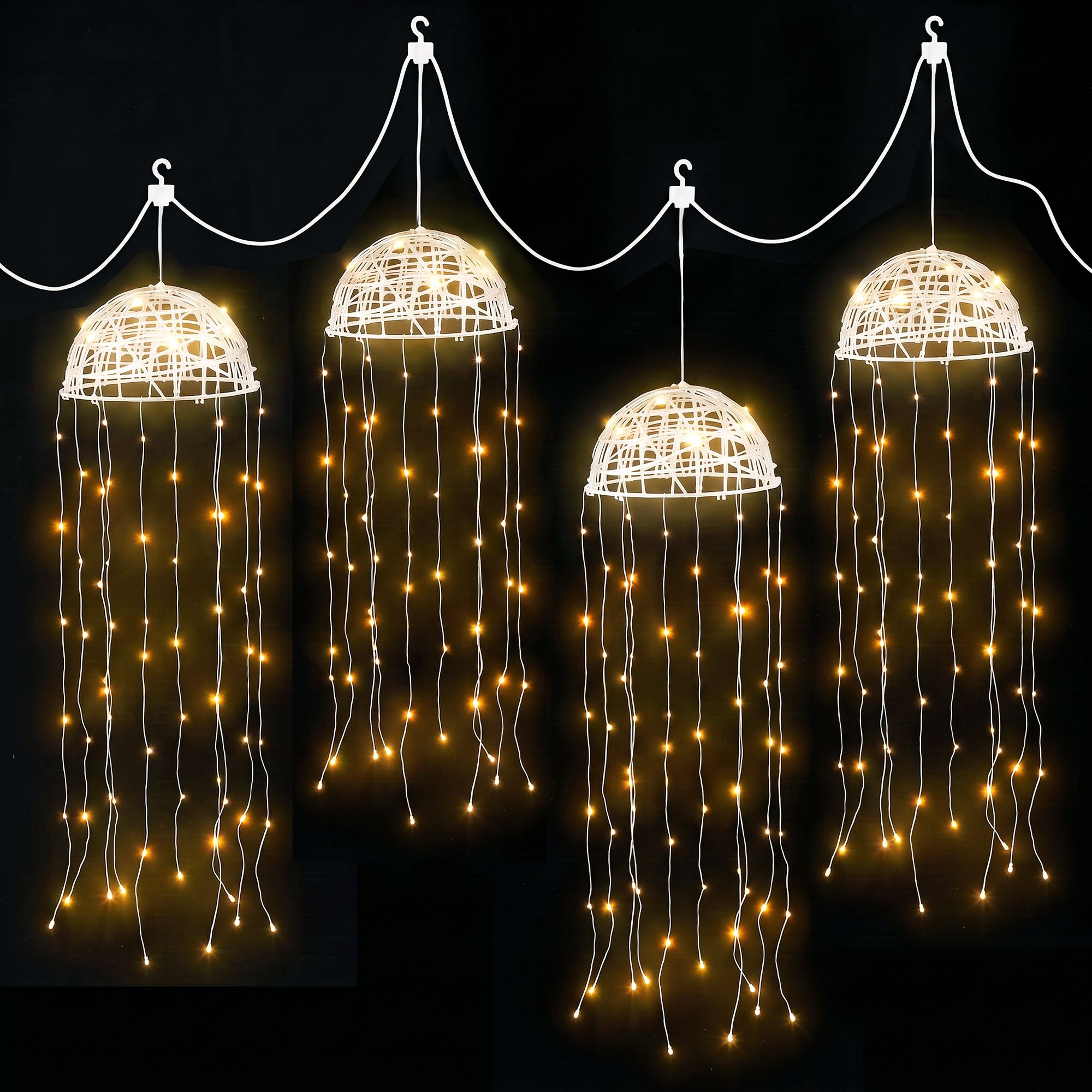 Jingle Jollys Christmas Lights Solar Jellyfish 4Pcs Garden Decorative Warm White