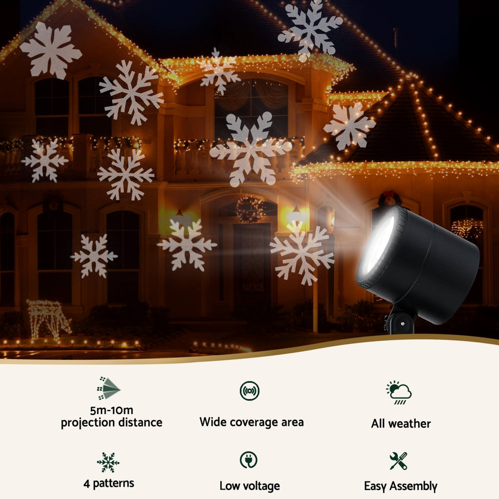 Jingle Jollys Snowflake Laser Light Projector Indoor Outdoor