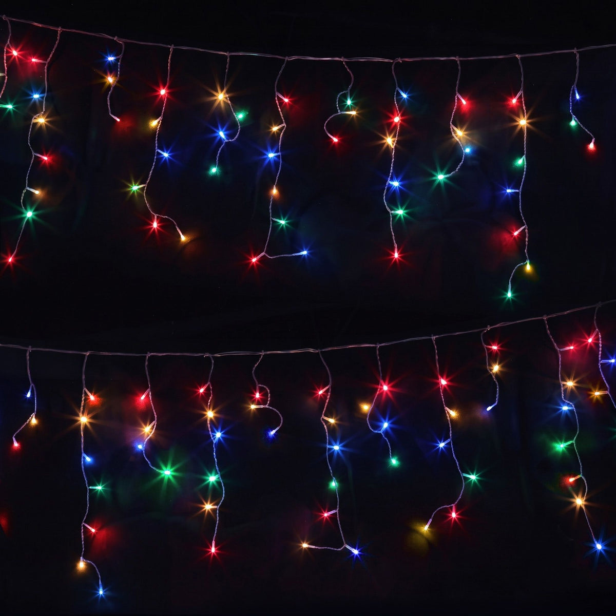 Jingle Jollys 12.5M Solar Icicle Christmas Lights Multi Colour
