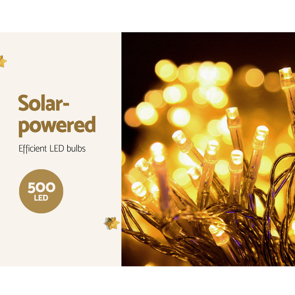Jingle Jollys 12.5M Solar Icicle String Lights Warm White