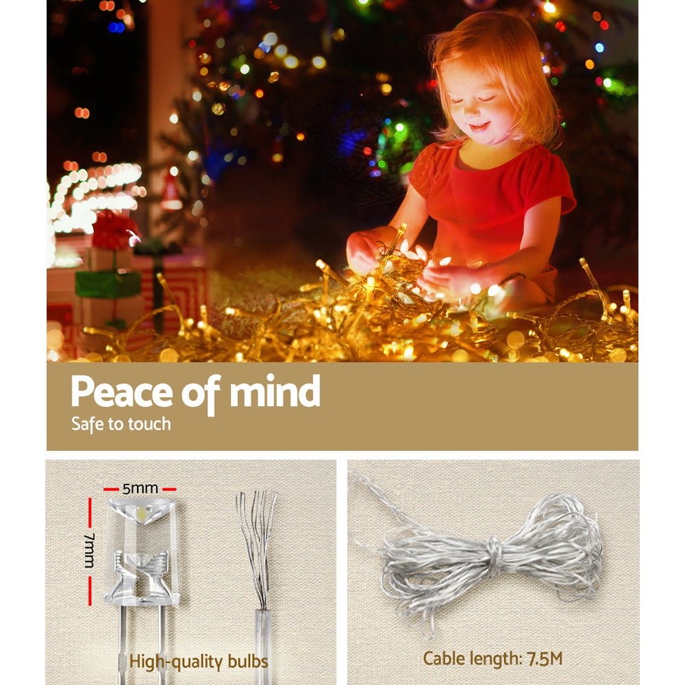 Jingle Jollys 12.5M Solar Icicle String Lights Warm White
