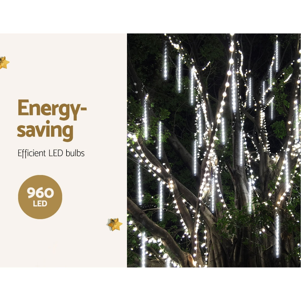 Jingle Jollys 12M Icicle Lights 960 LED Cold White