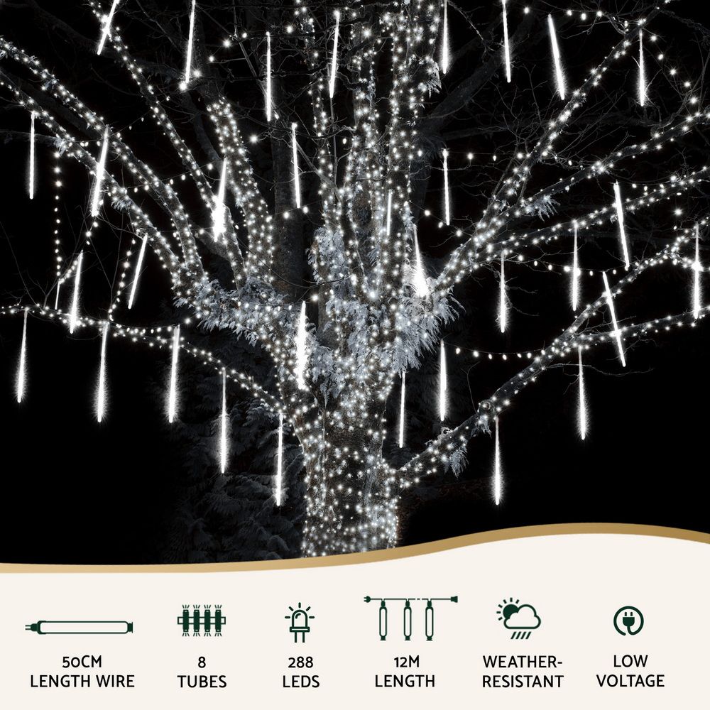 Jingle Jollys 7M Christmas Icicle Shower Lights 288 LED