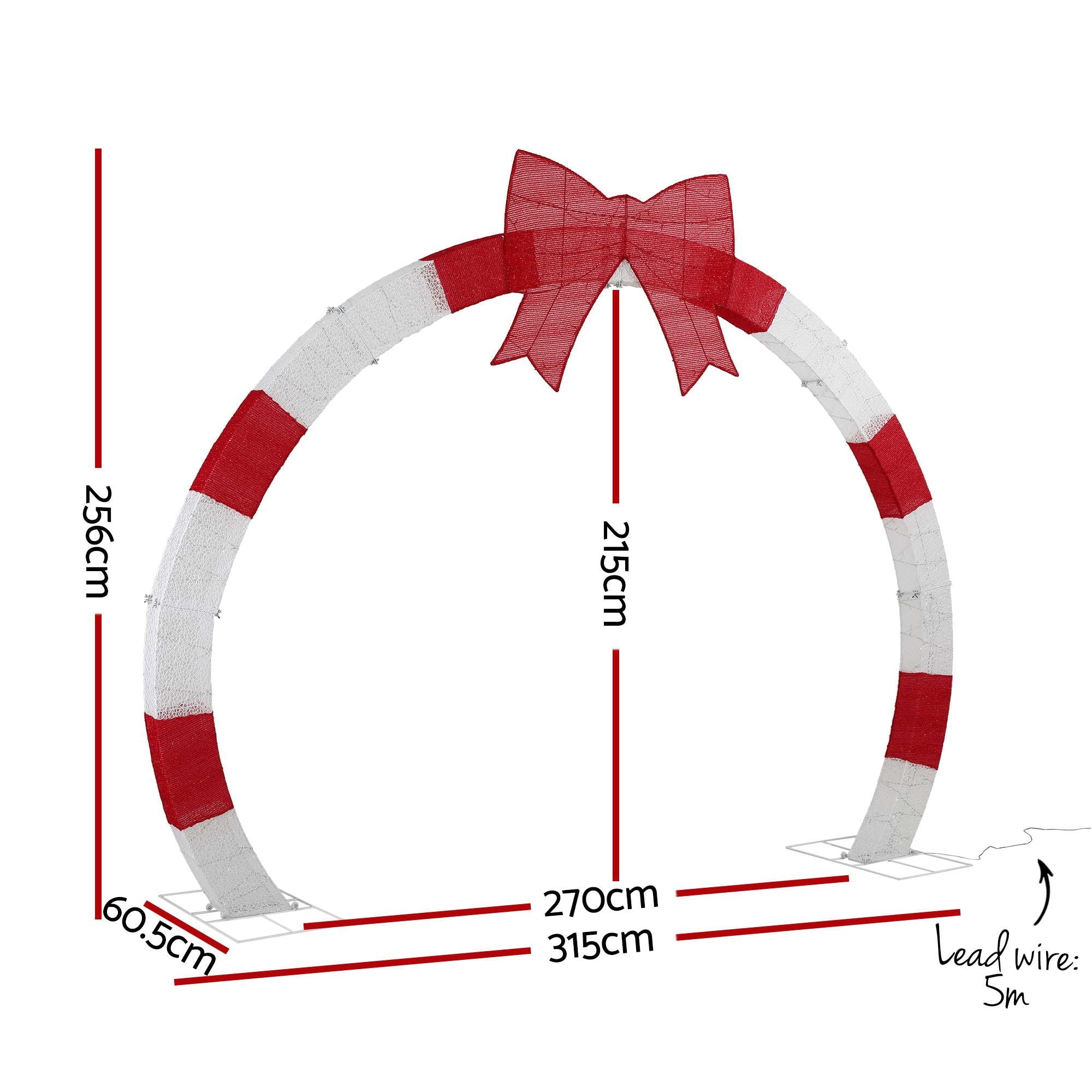 Jingle Jollys 2.5m Christmas Archway Pre-Lit Christmas Arch Warm White LED Outdoor Garden Decoration
