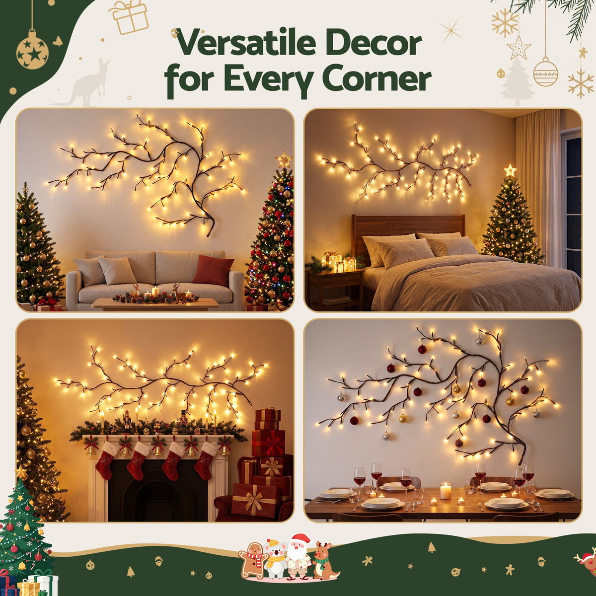 Jingle Jollys Willow Vine Christmas Fairy Lights 1.8m Warm White