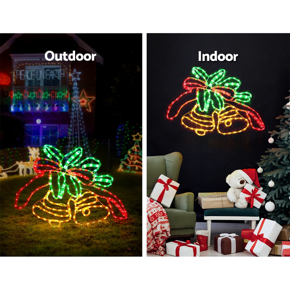 Jingle Jollys 76cm Bell Motif Christmas Lights 216 LED Multi-Coloured