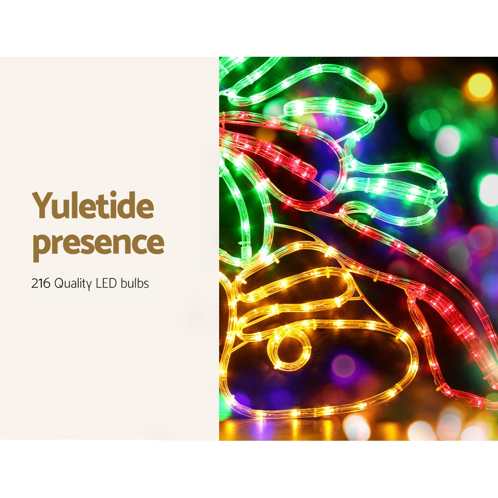 Jingle Jollys 76cm Bell Motif Christmas Lights 216 LED Multi-Coloured