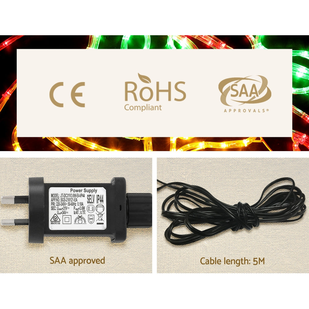 Jingle Jollys 76cm Bell Motif Christmas Lights 216 LED Multi-Coloured