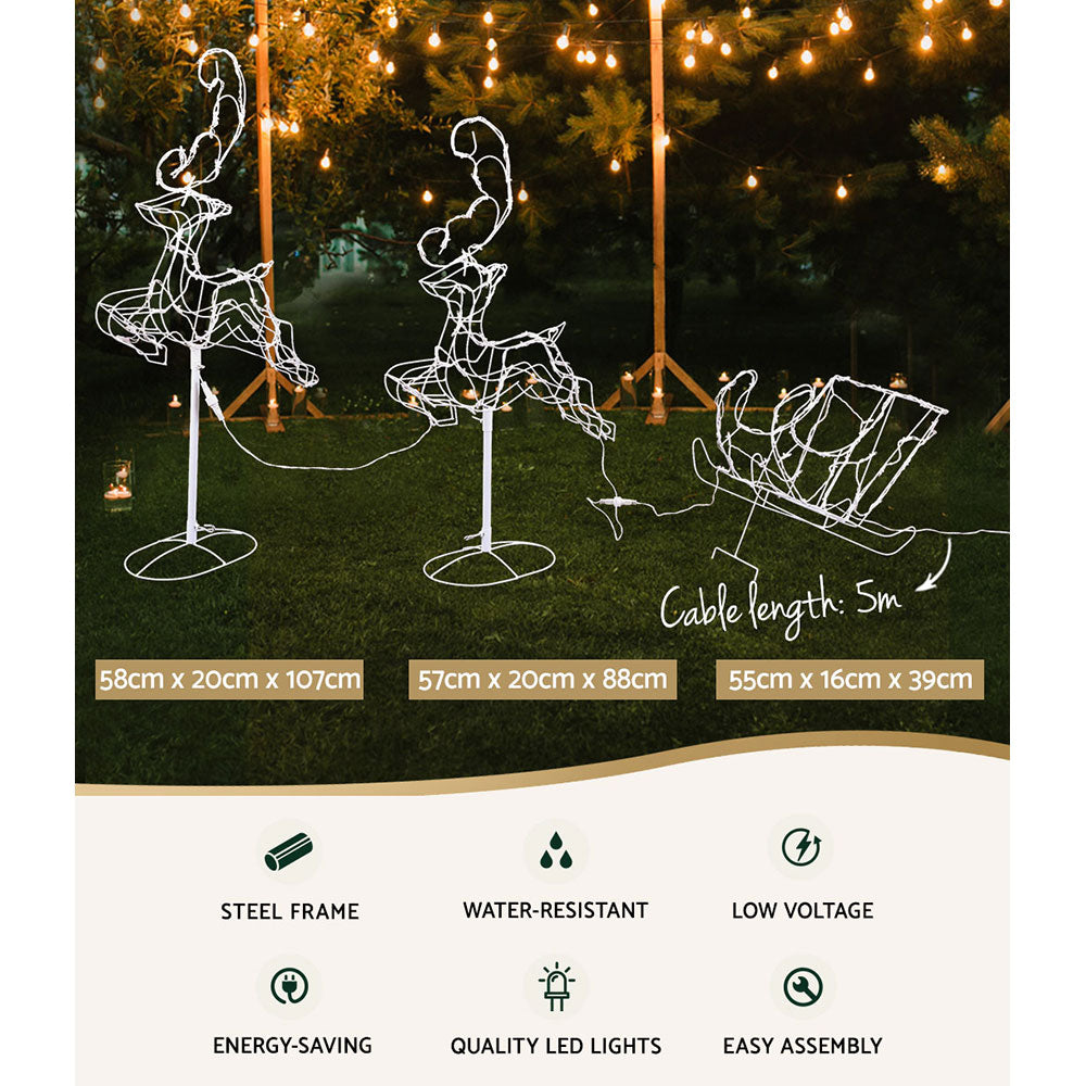 Jingle Jollys 120 LED Christmas Lights Reindeer Sleigh Decorations