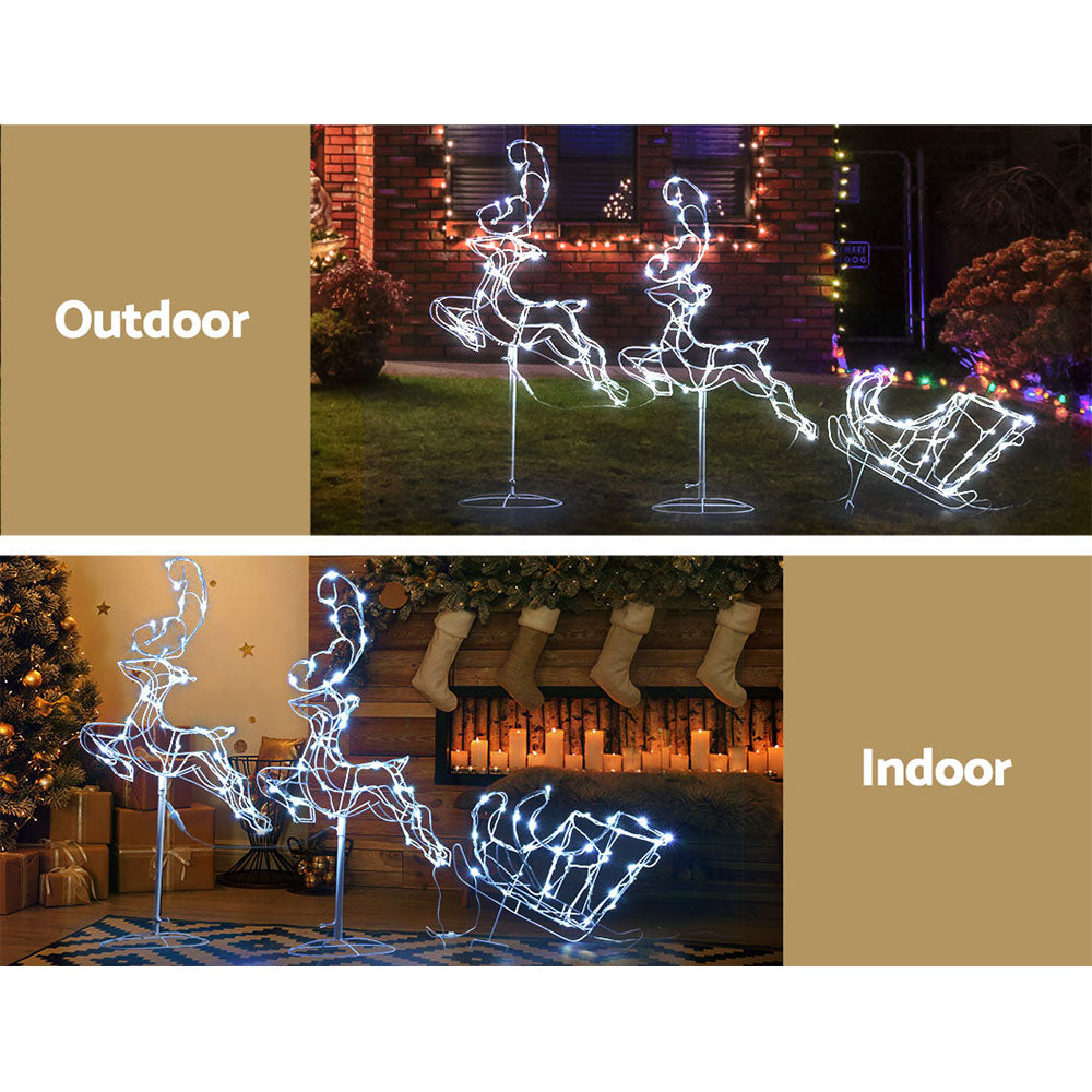Jingle Jollys 120 LED Christmas Lights Reindeer Sleigh Decorations