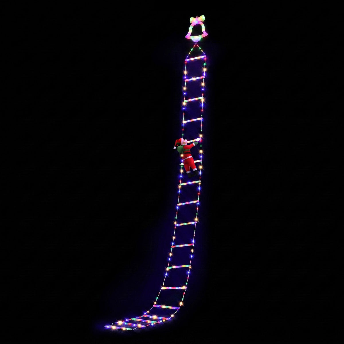 Jingle Jollys 3.5M Christmas Ladder Lights 300 LED with Santa Claus