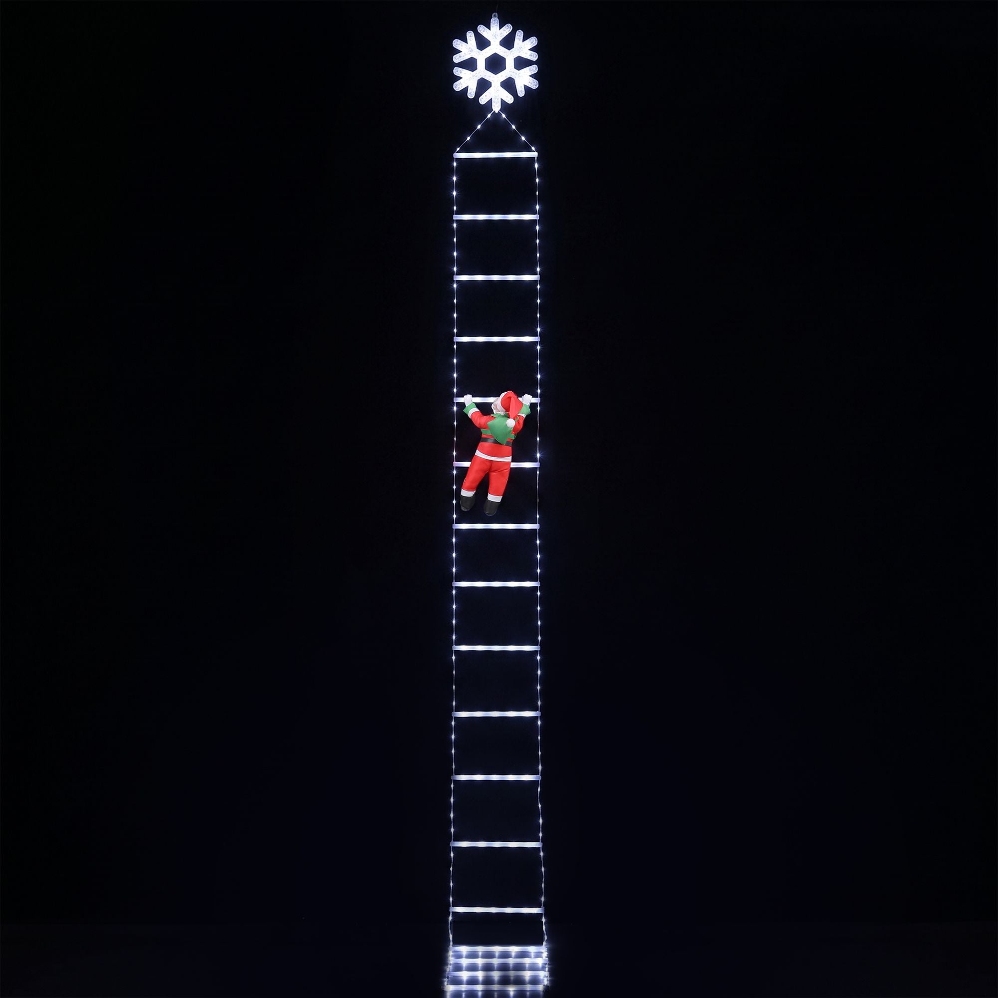 Jingle Jollys Christmas Ladder Lights Santa 3.4m 328LED Hanging Decor Cool White