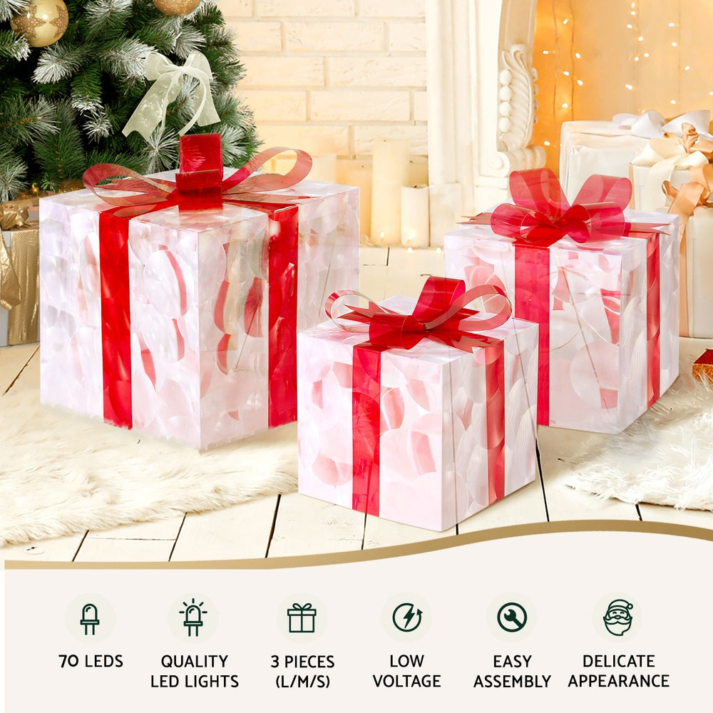 Jingle Jollys 3-Piece LED Fairy Light Gift Boxes Christmas Decor