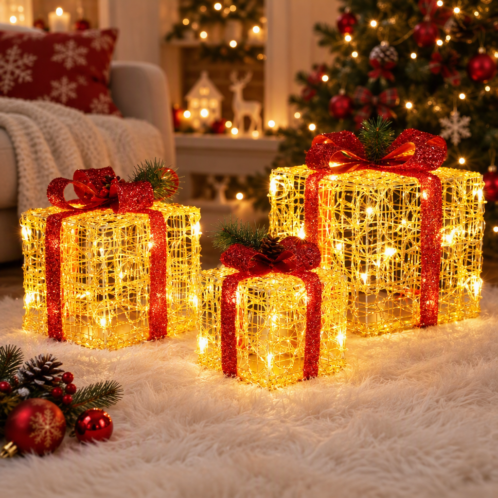 Jingle Jollys Christmas Lights Gift Box Set 48 LED 3 Piece