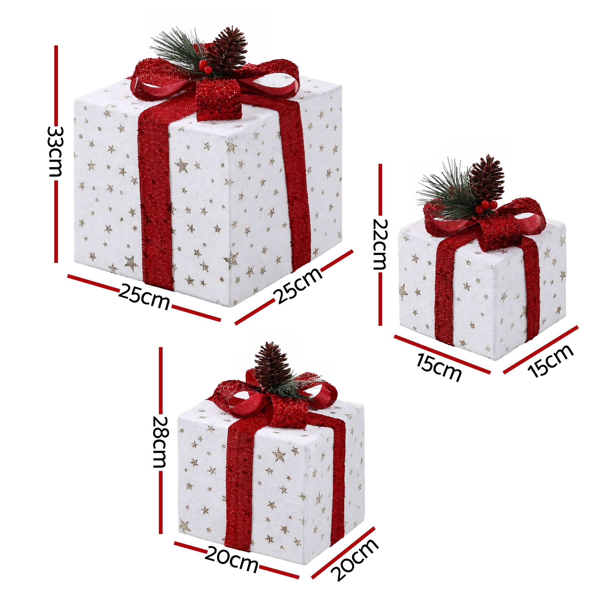 Jingle Jollys Christmas Decorations 3PC Lighted Gift Boxes Christmas Lights