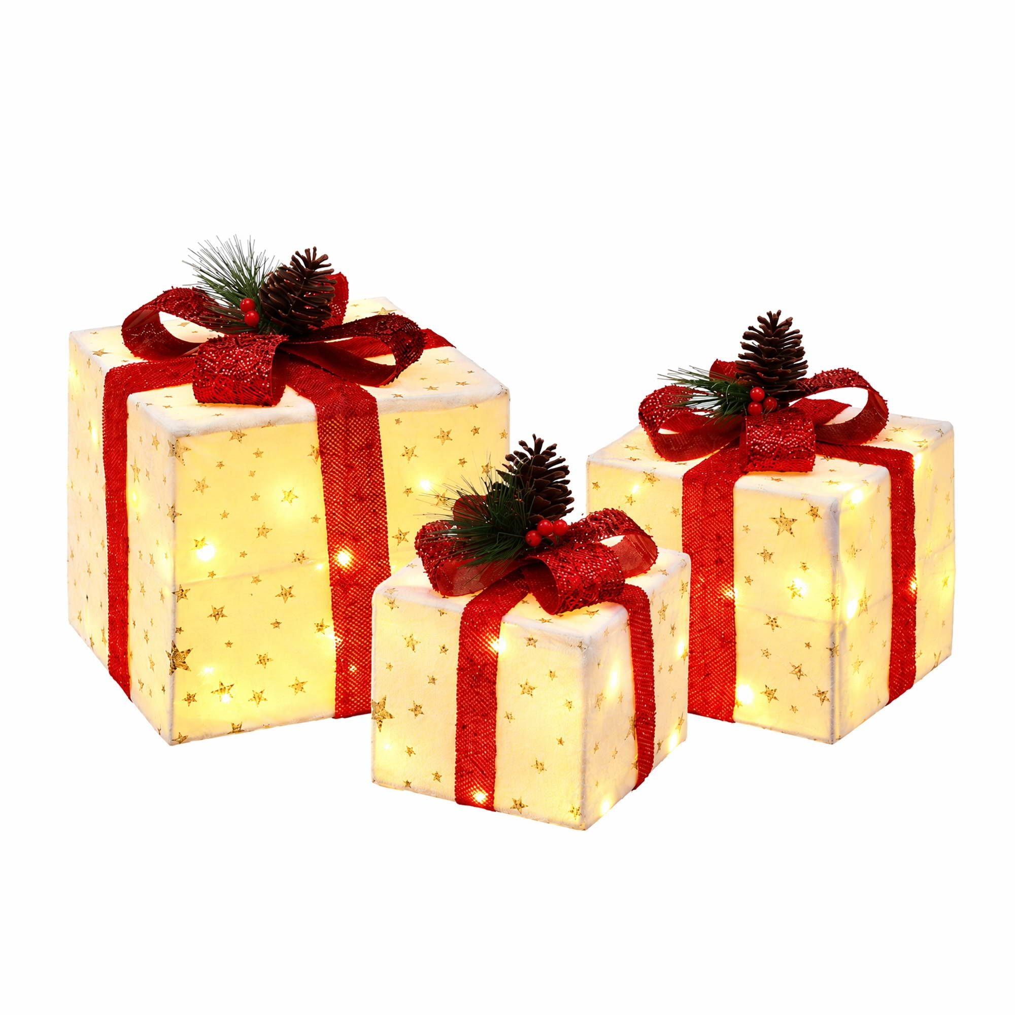 Jingle Jollys Christmas Decorations 3PC Lighted Gift Boxes Christmas Lights