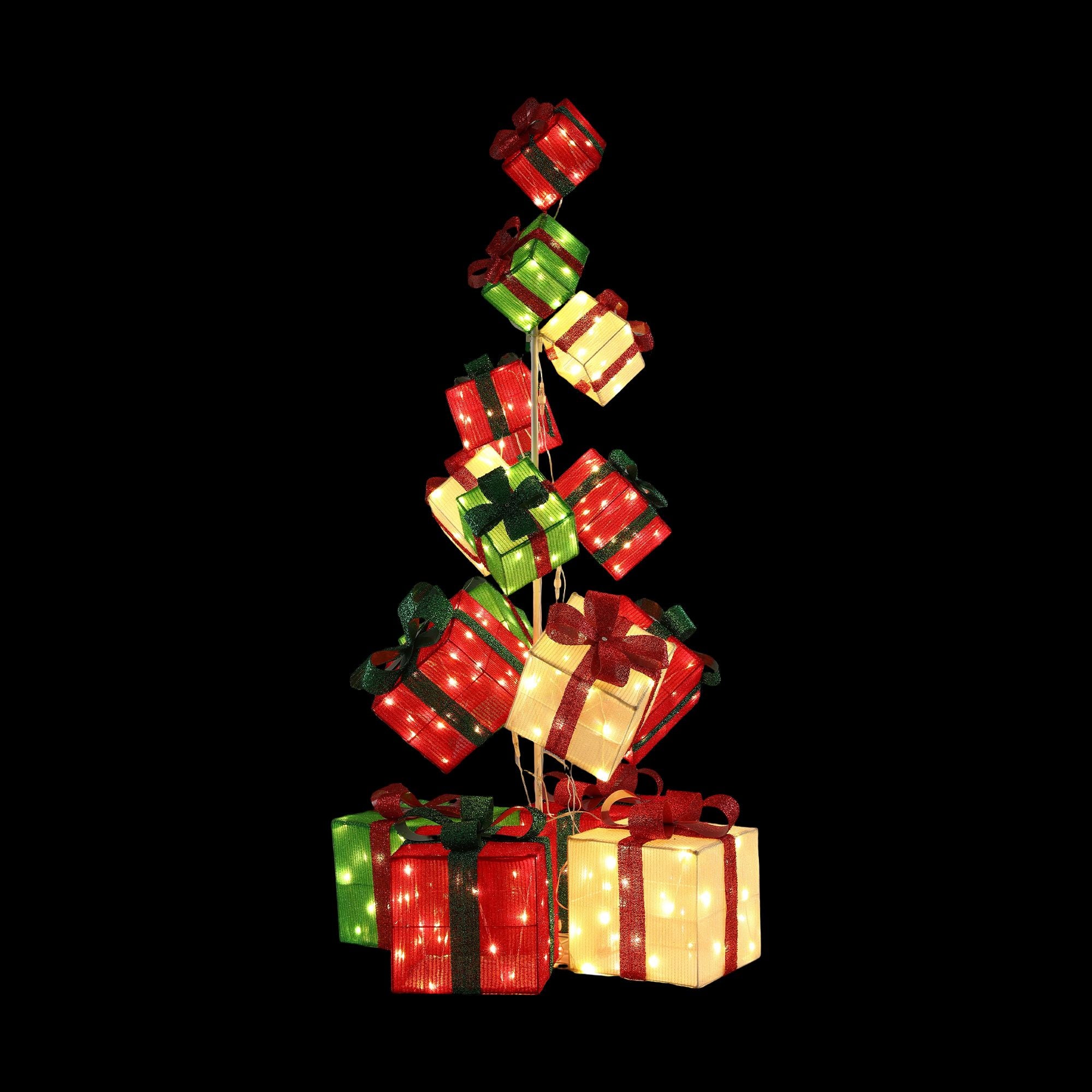 Jingle Jollys Christmas Decorations Lighted Gift Box Tower Christmas Lights Stackable 170cm