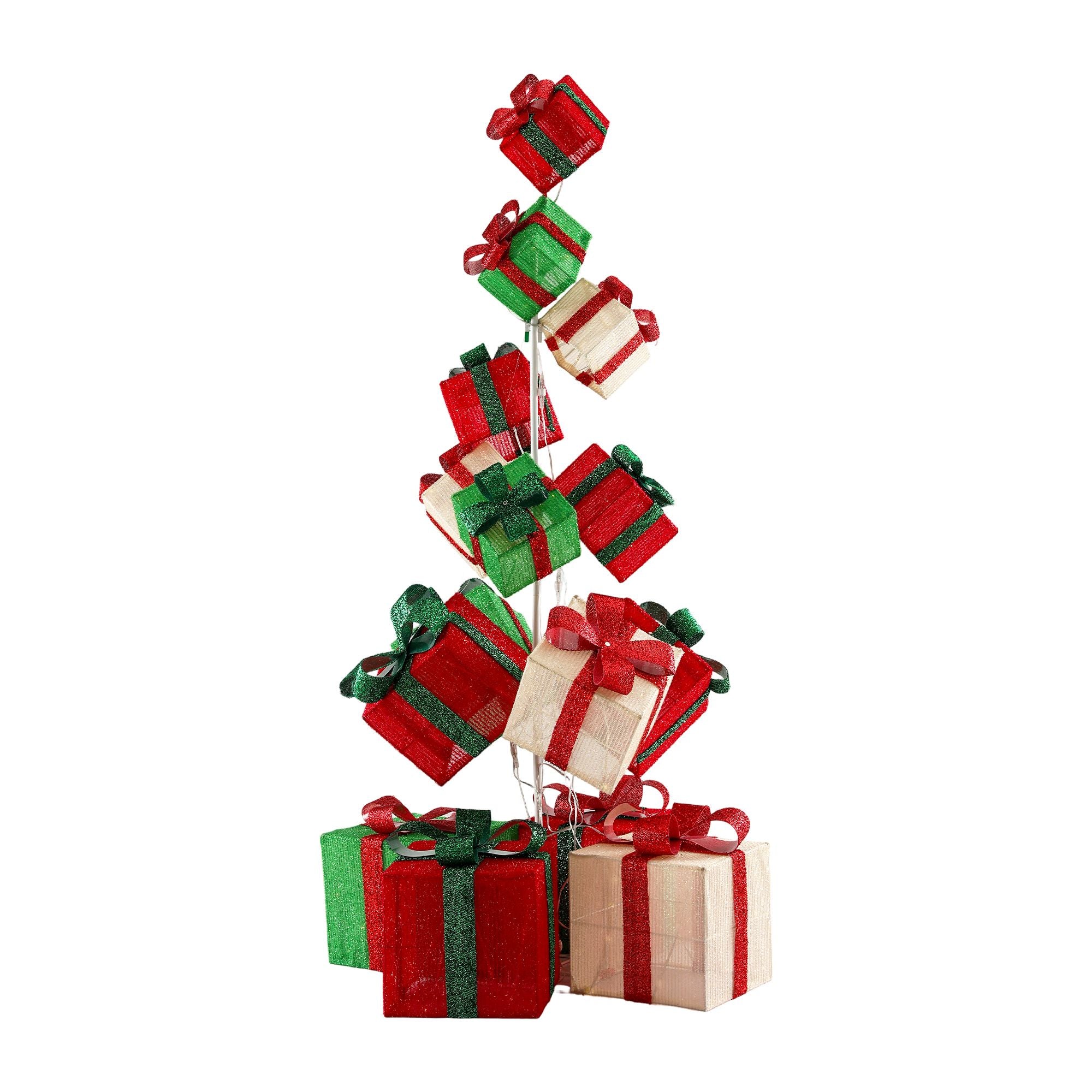 Jingle Jollys Christmas Decorations Lighted Gift Box Tower Christmas Lights Stackable 170cm