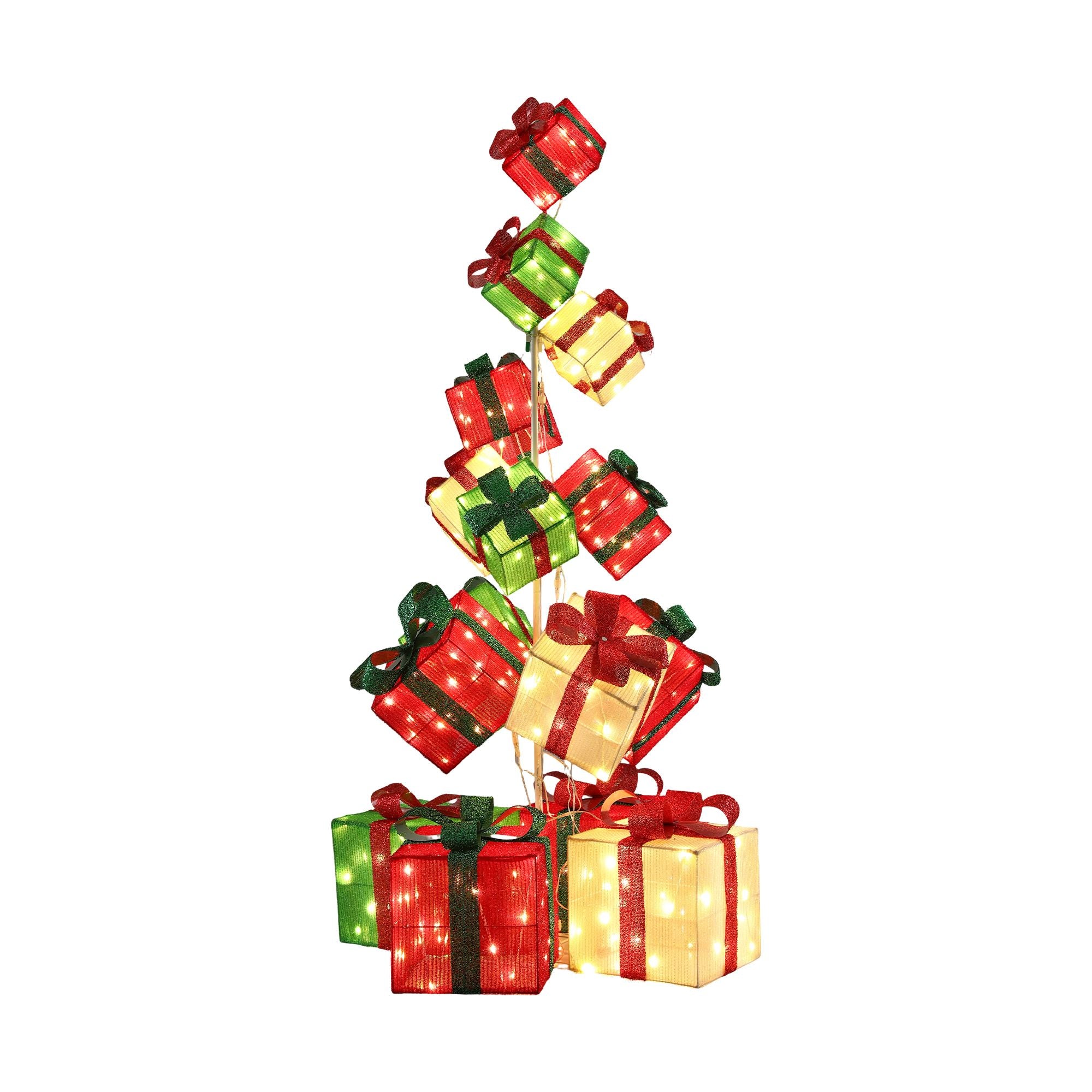 Jingle Jollys Christmas Decorations Lighted Gift Box Tower Christmas Lights Stackable 170cm