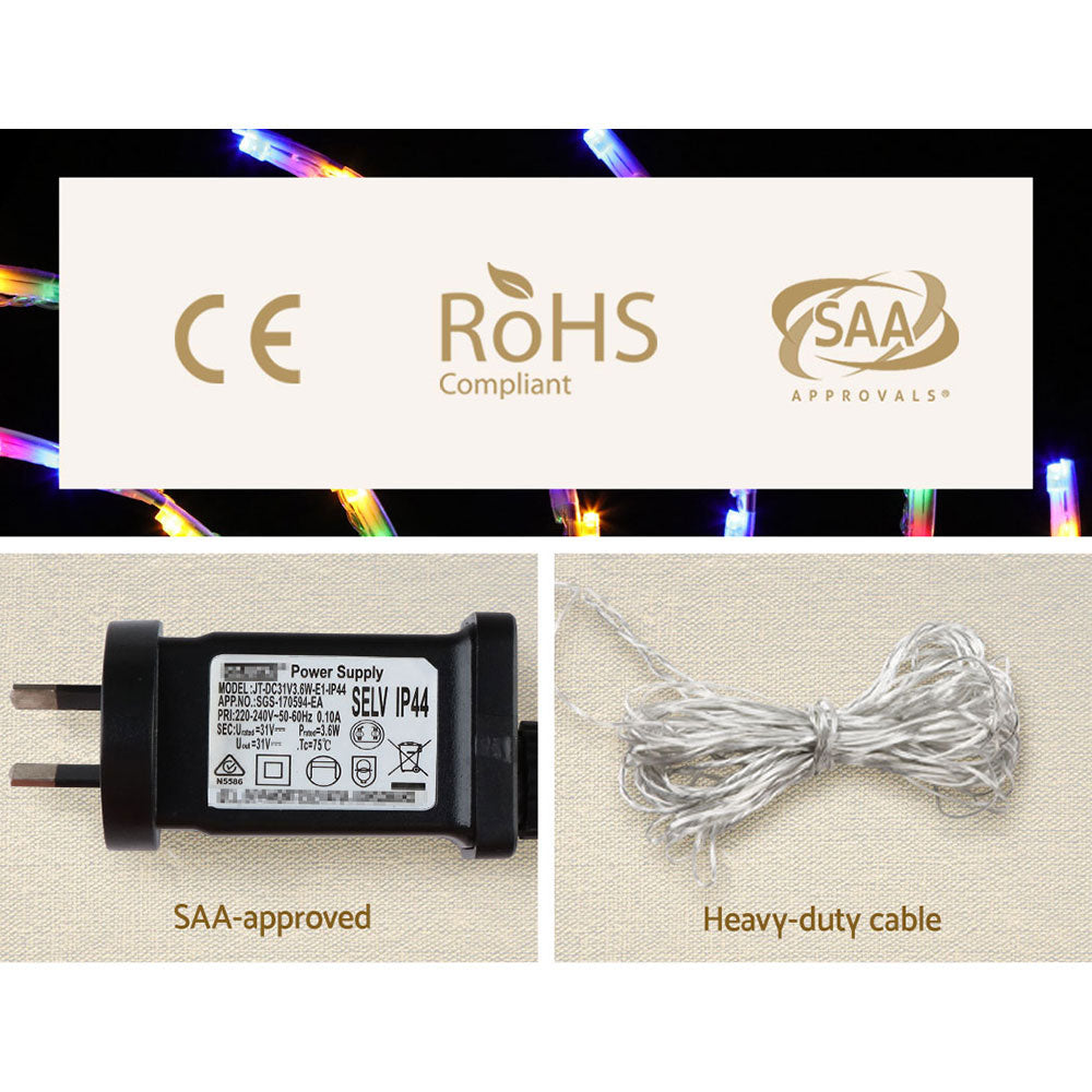 Jingle Jollys 0.5M LED Spin Motif Christmas Lights Multi-Coloured