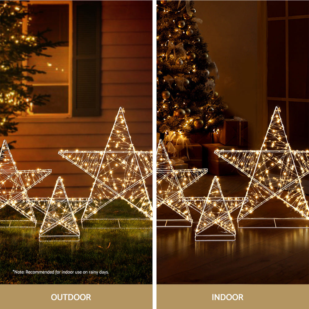 Waterproof 900 LED Christmas Lights Set, 3pcs Fairy Star