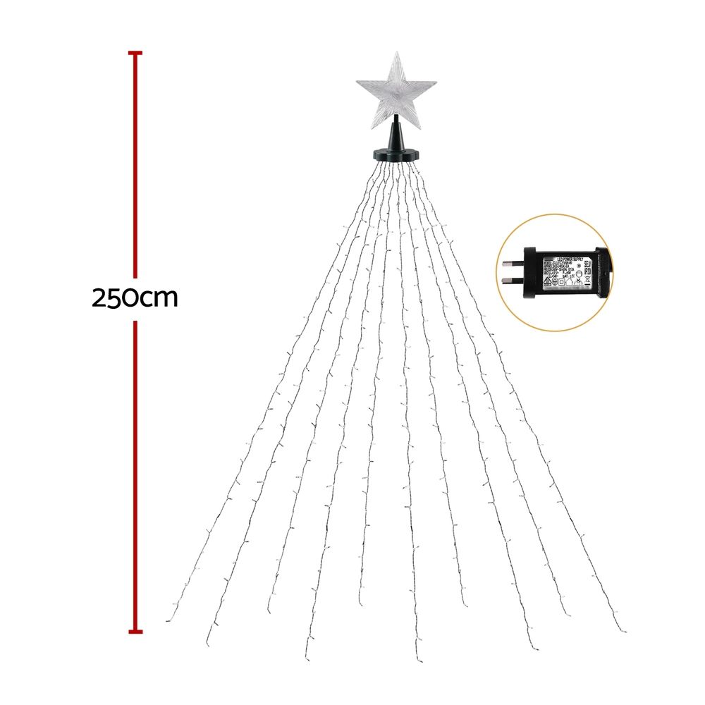 Jingle Jollys 2.5M Waterfall Christmas String Lights 300 LED