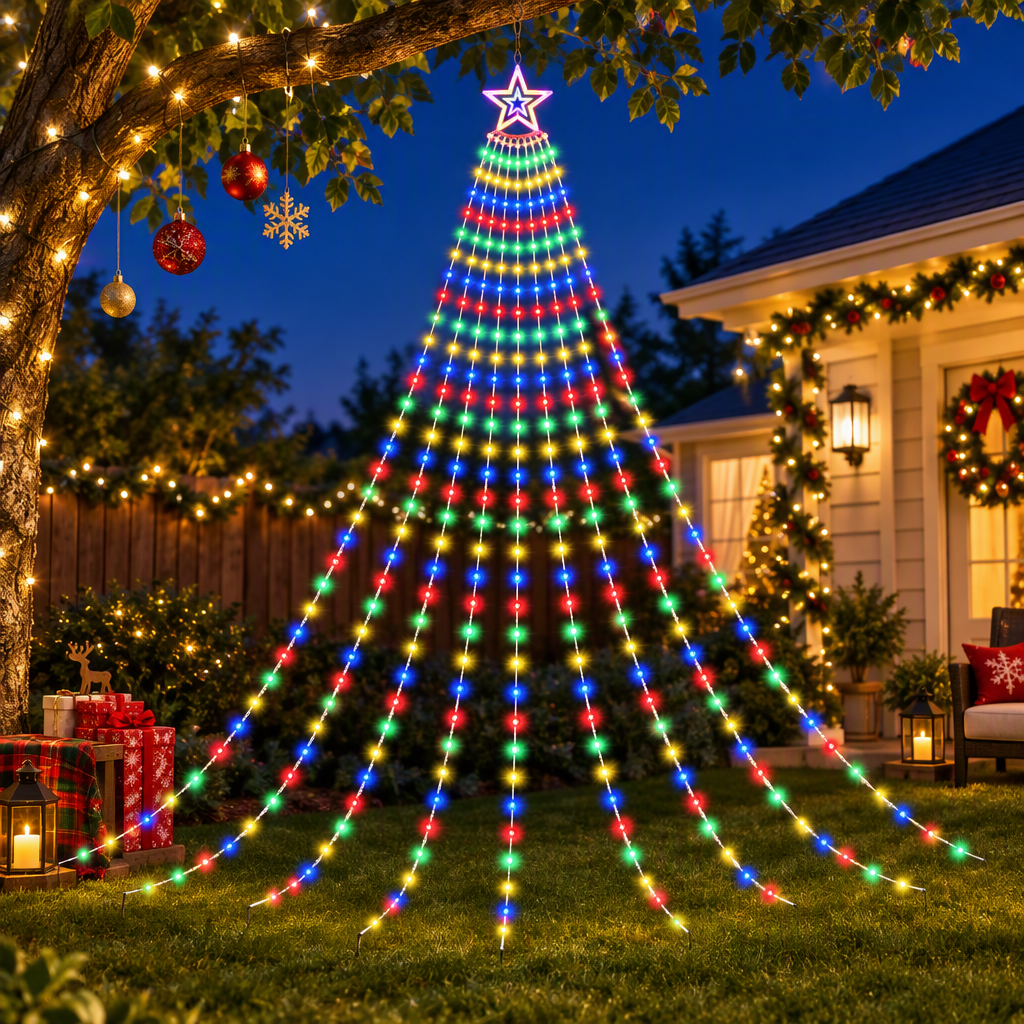 Jingle Jollys 3.8M Christmas Waterfall String Lights 340 LED
