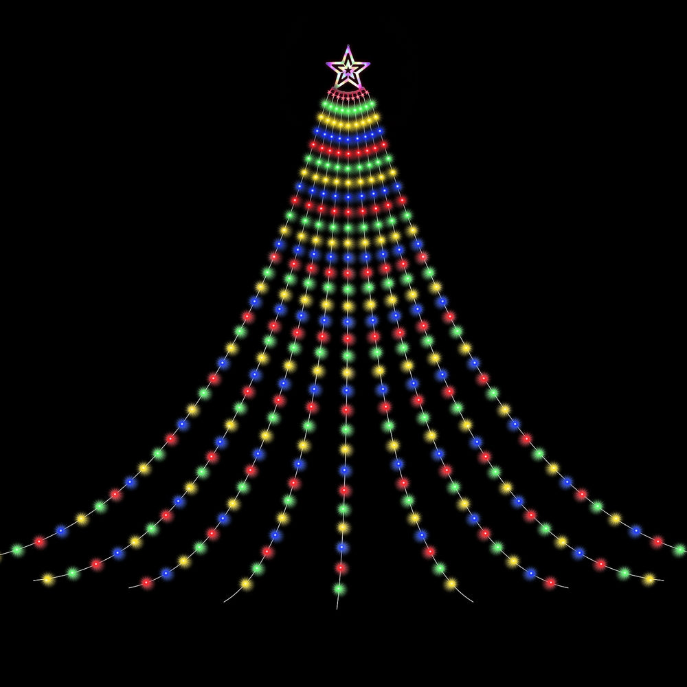 Jingle Jollys 3.8M Christmas Waterfall String Lights 340 LED Multi-Coloured