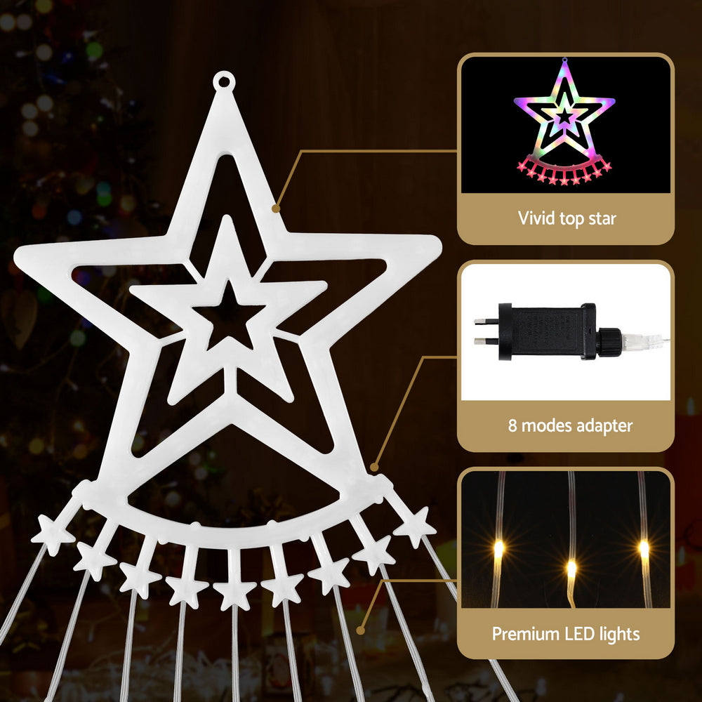 Jingle Jollys 3.8M Christmas Waterfall String Lights 340 LED Multi-Coloured