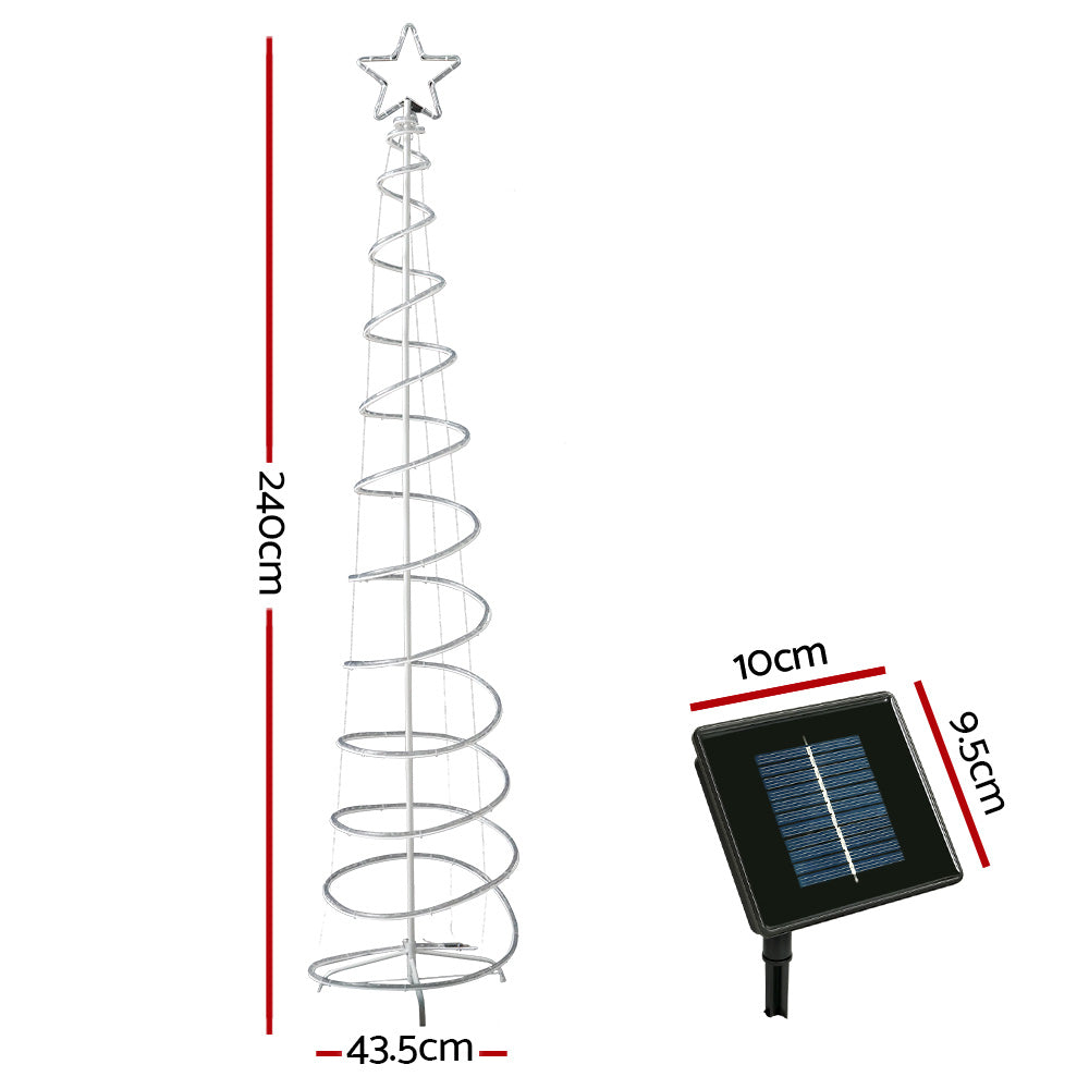 Jingle Jollys 2.4M LED Solar Christmas Tree Multi-Colour Lights