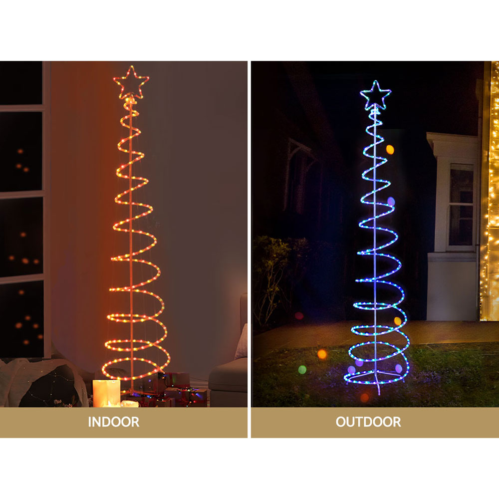 Jingle Jollys 2.4M LED Solar Christmas Tree Multi-Colour Lights