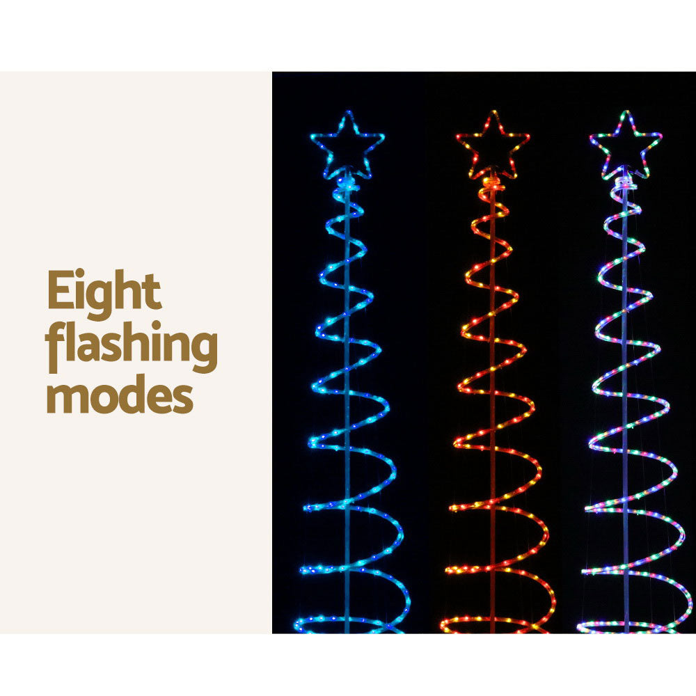Jingle Jollys 2.4M LED Solar Christmas Tree Multi-Colour Lights