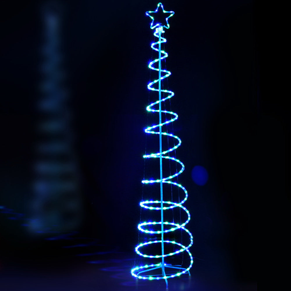 Jingle Jollys 2.4M LED Solar Christmas Tree Multi-Colour Lights