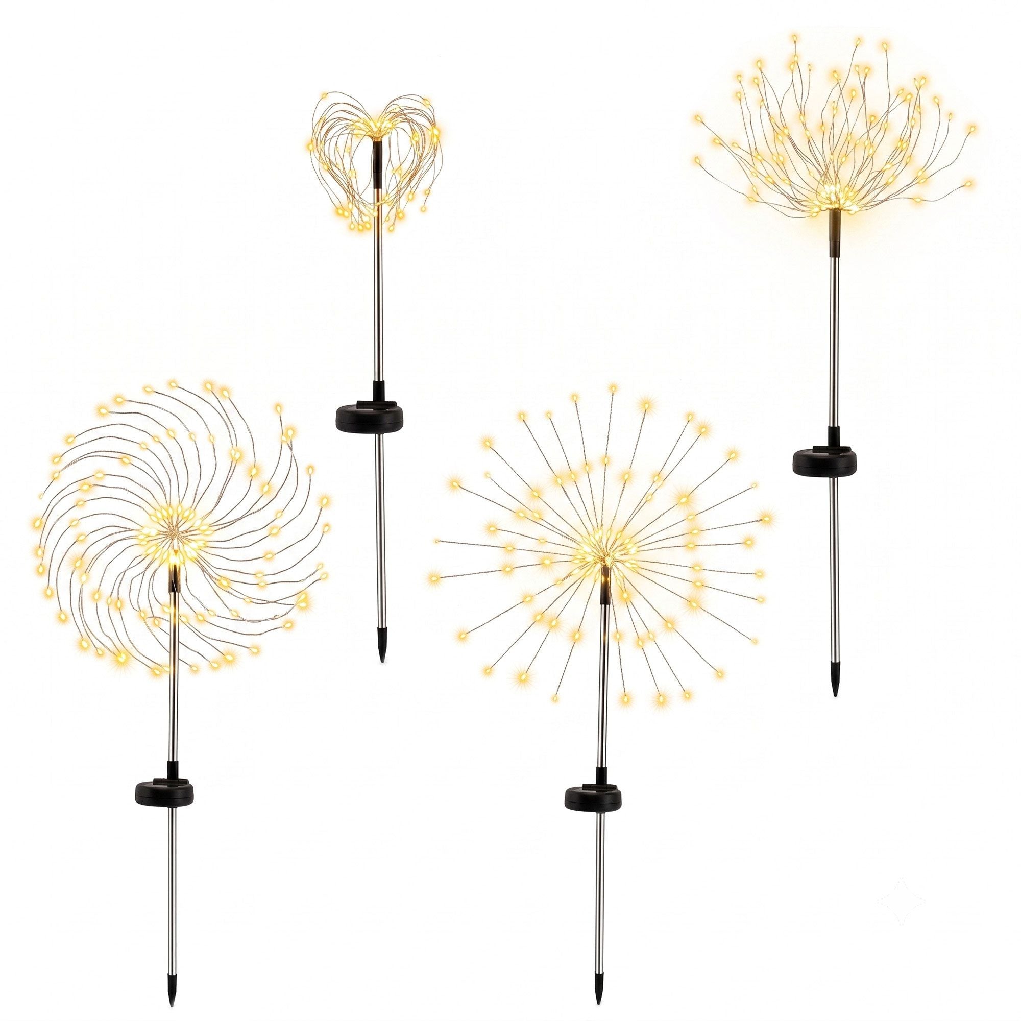 Jingle Jollys 4 Pack Christmas Lights Solar Firework Outdoor Garden Lights DIY Decoration Warm White