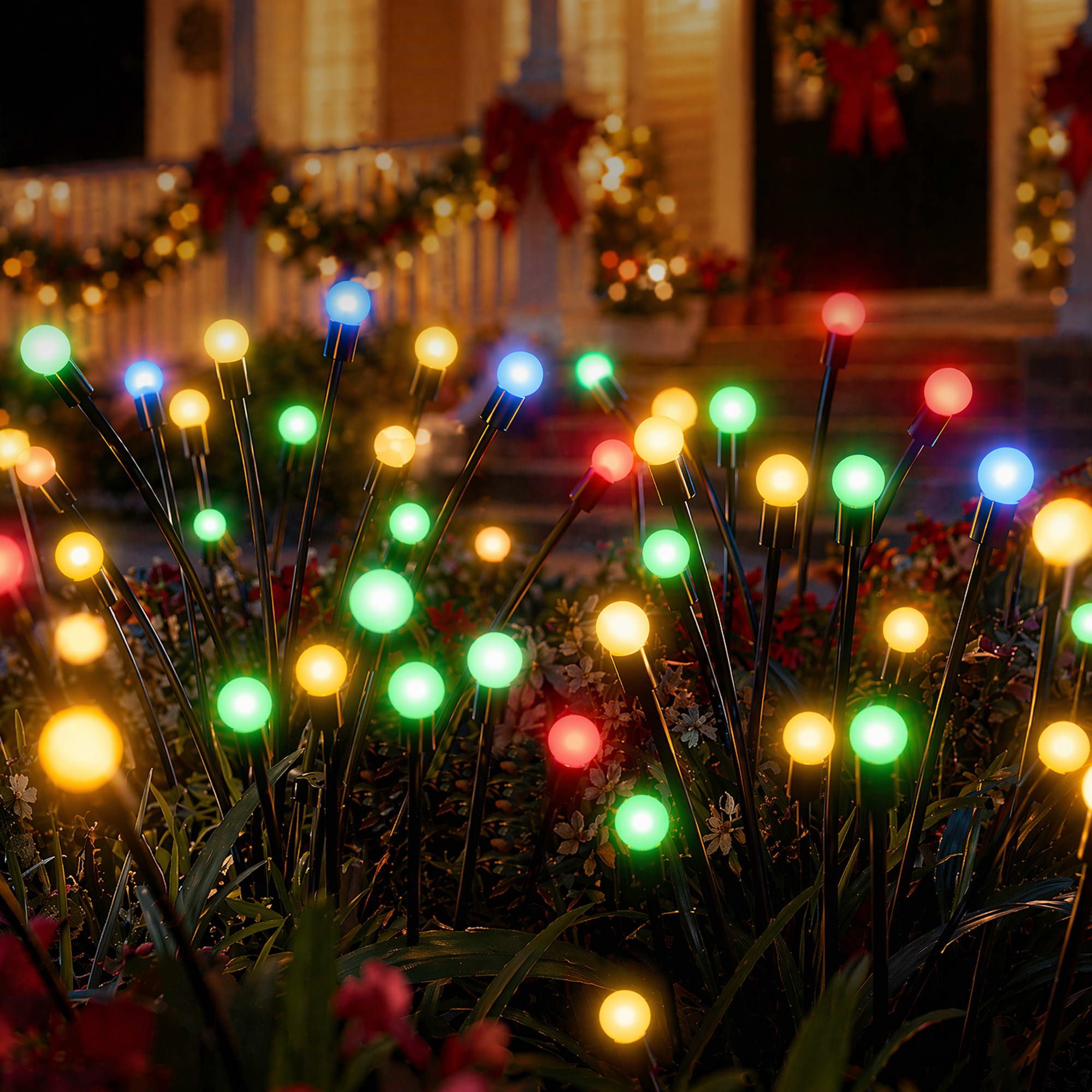Jingle Jollys Christmas Lights Solar Firefly Lights Garden Decoration Path Lights Multicolour 3 Pack