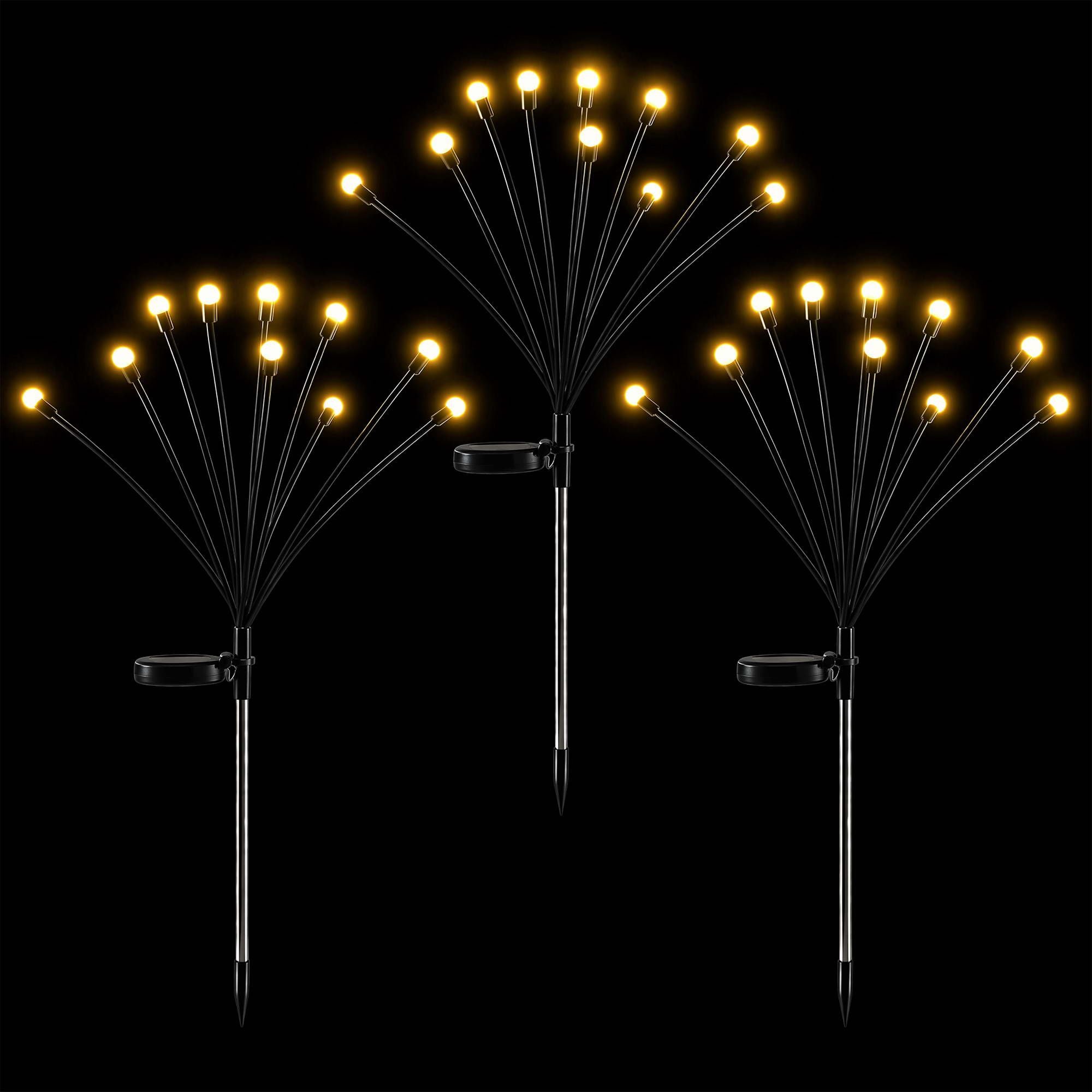 Jingle Jollys Christmas Lights Solar Firefly Lights Garden Decoration Path Lights Warm White 3 Pack