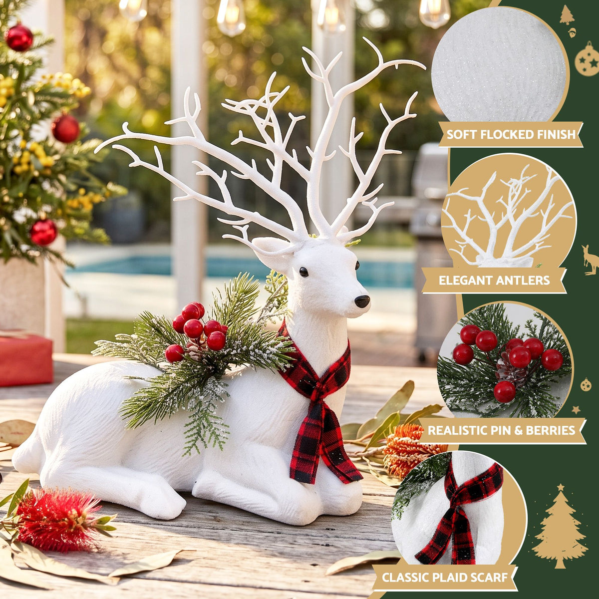 Jingle Jollys Christmas Reindeer Glitter Deer Ornaments 32cm