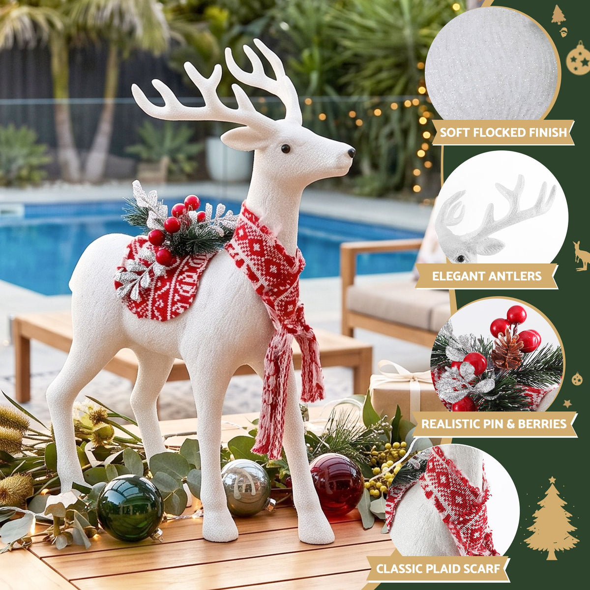 Jingle Jollys Christmas Reindeer Ornament 45cm Glitter Decoration