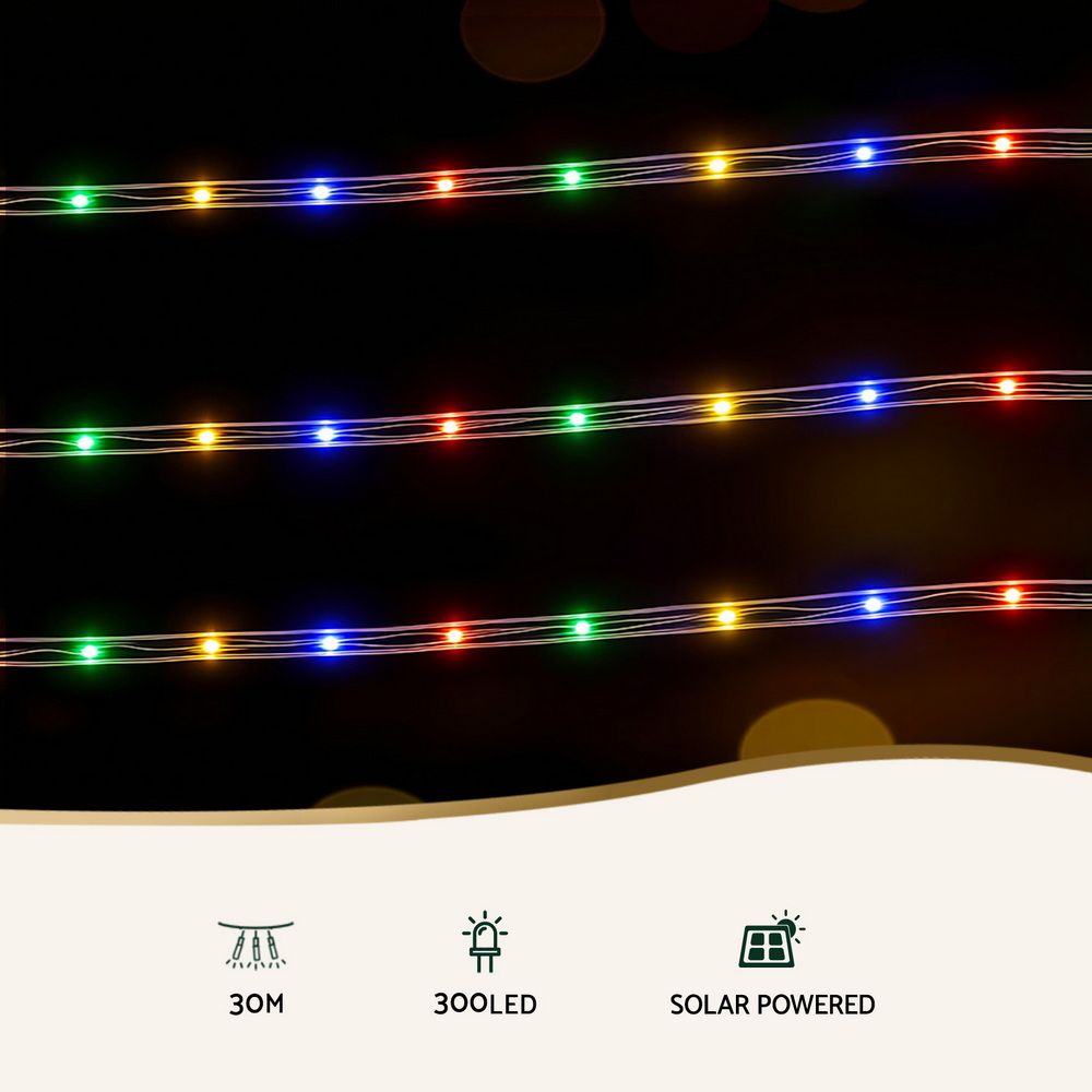 Jingle Jollys 30M Christmas Rope Lights 300 LED Colorful