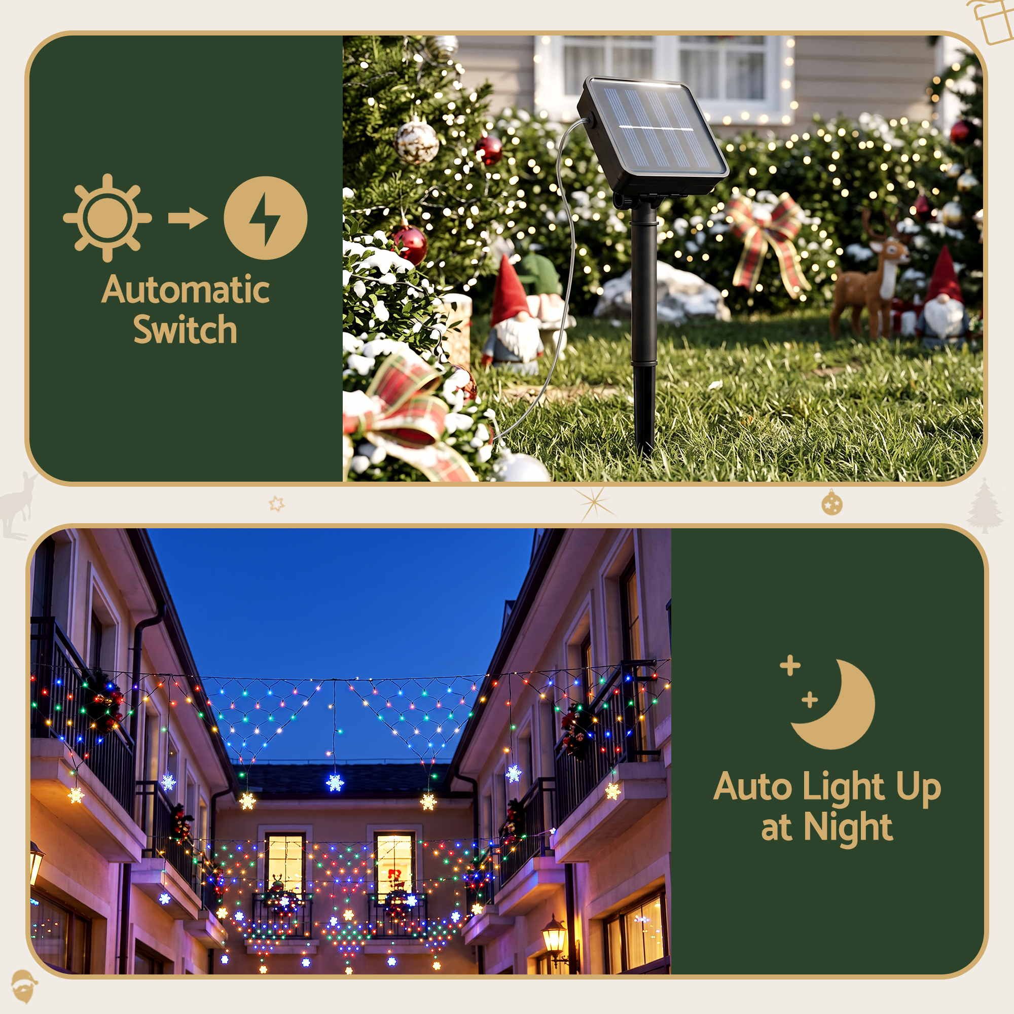 Jingle Jollys Christmas Lights Solar Fairy Lights Christmas Decorations Multicolour 4m