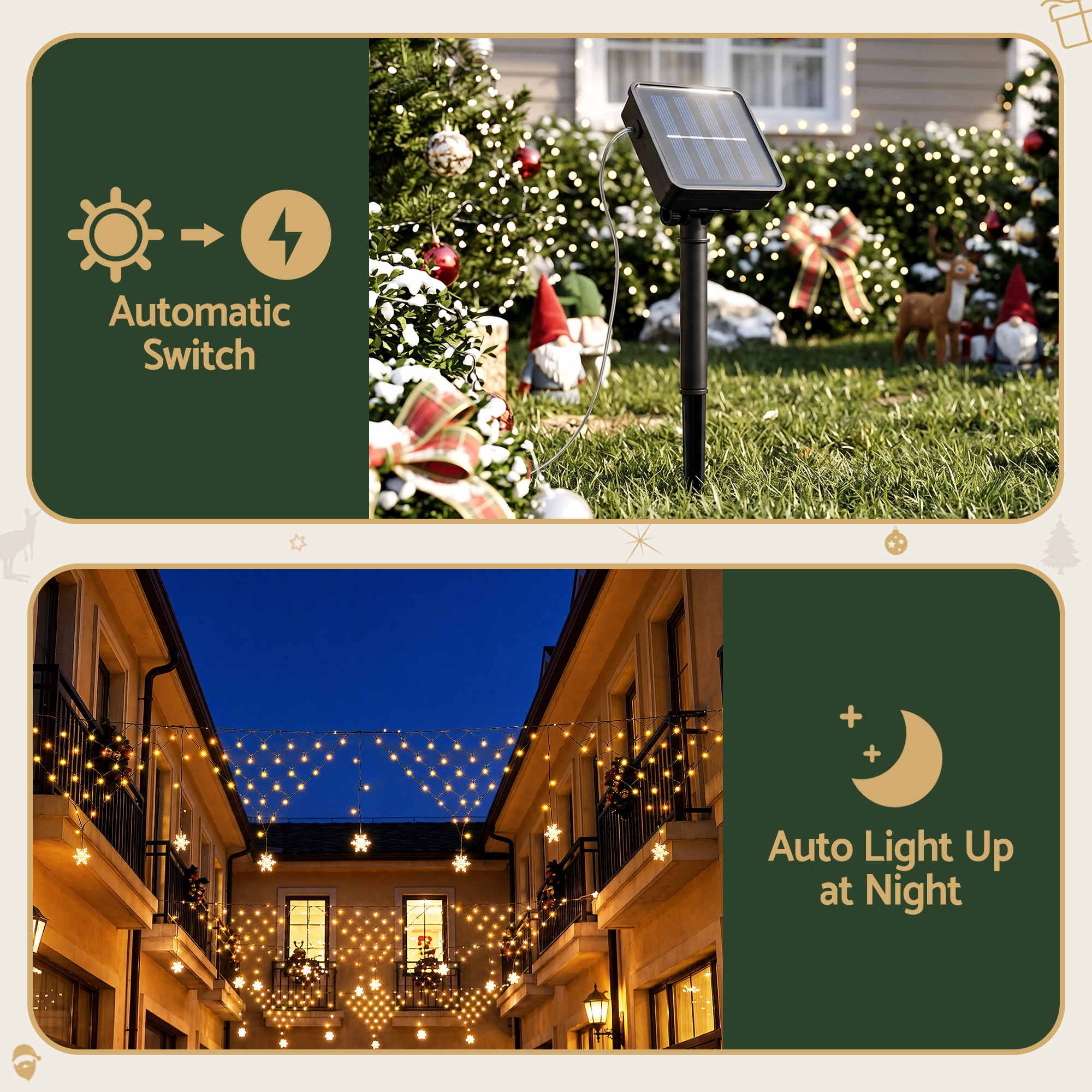 Jingle Jollys Christmas Lights Solar Fairy Lights Warm White Christmas Decorations 4m