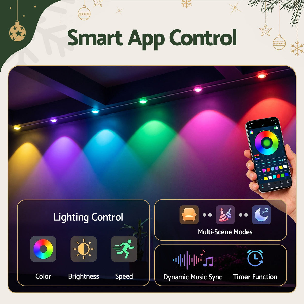 Jingle Jollys 15M Permanent Eaves Christmas String Lights 36 LED