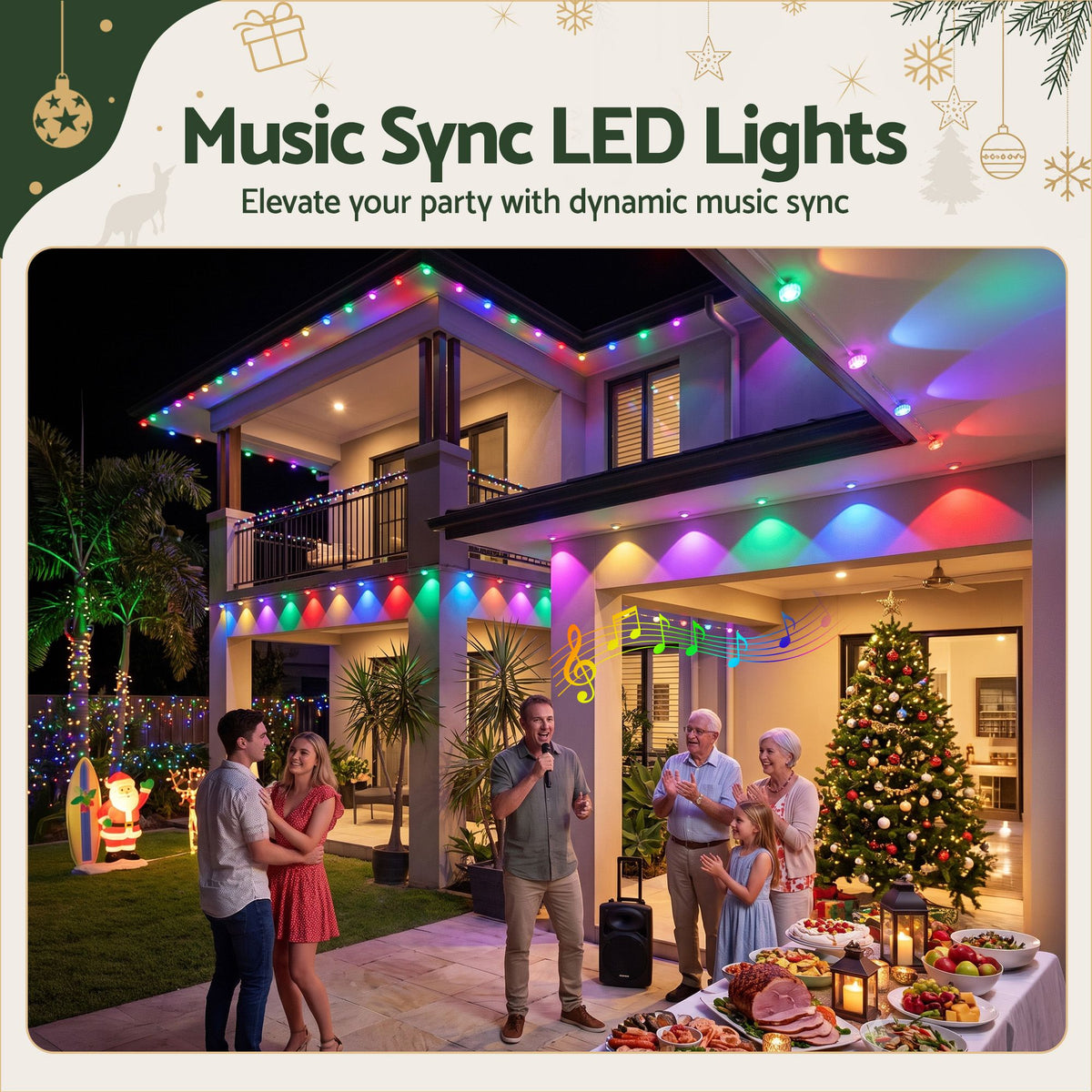 Jingle Jollys 15M Permanent Eaves Christmas String Lights 36 LED