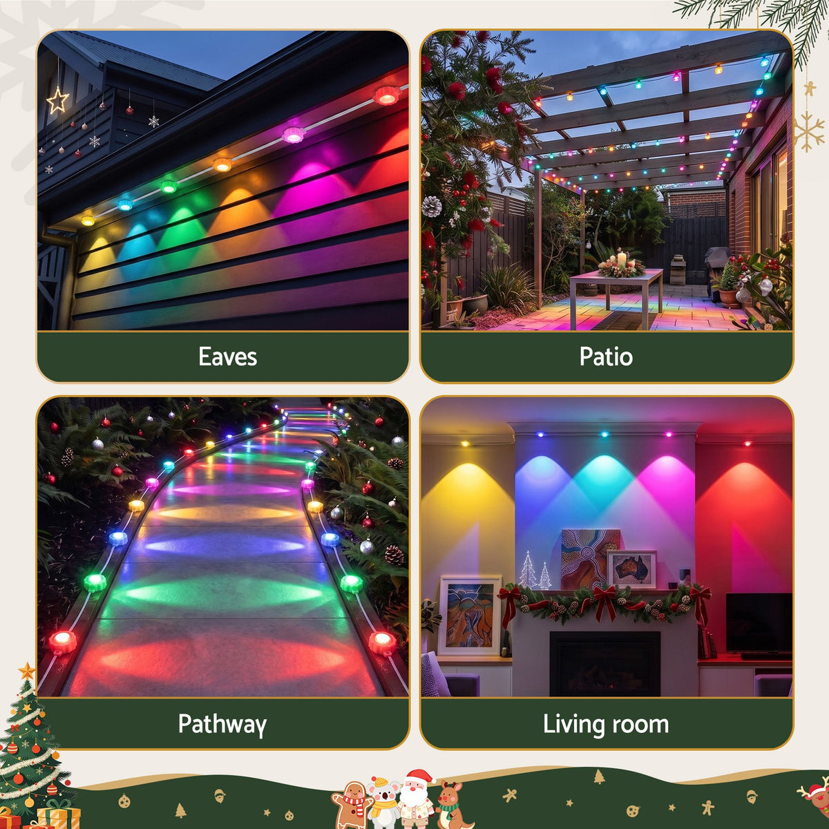 Jingle Jollys 15M Permanent Eaves Christmas String Lights 36 LED