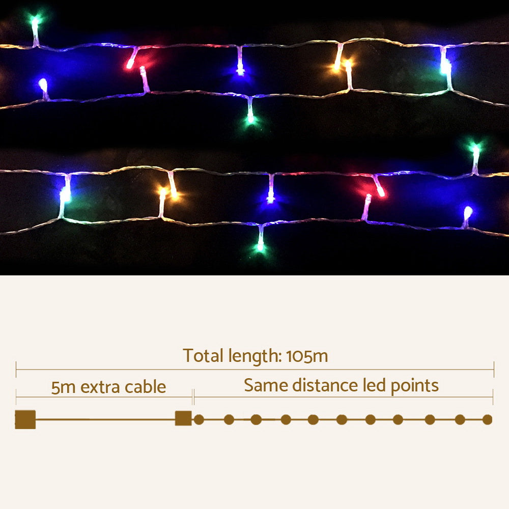 Jingle Jollys 100M Fairy String Lights 500 LED Multi-Coloured