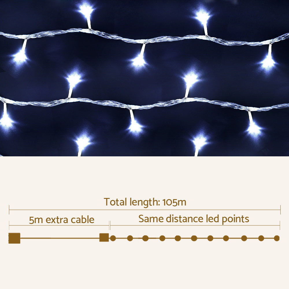 Jingle Jollys 100M String Fairy Lights 500 LED Cool White