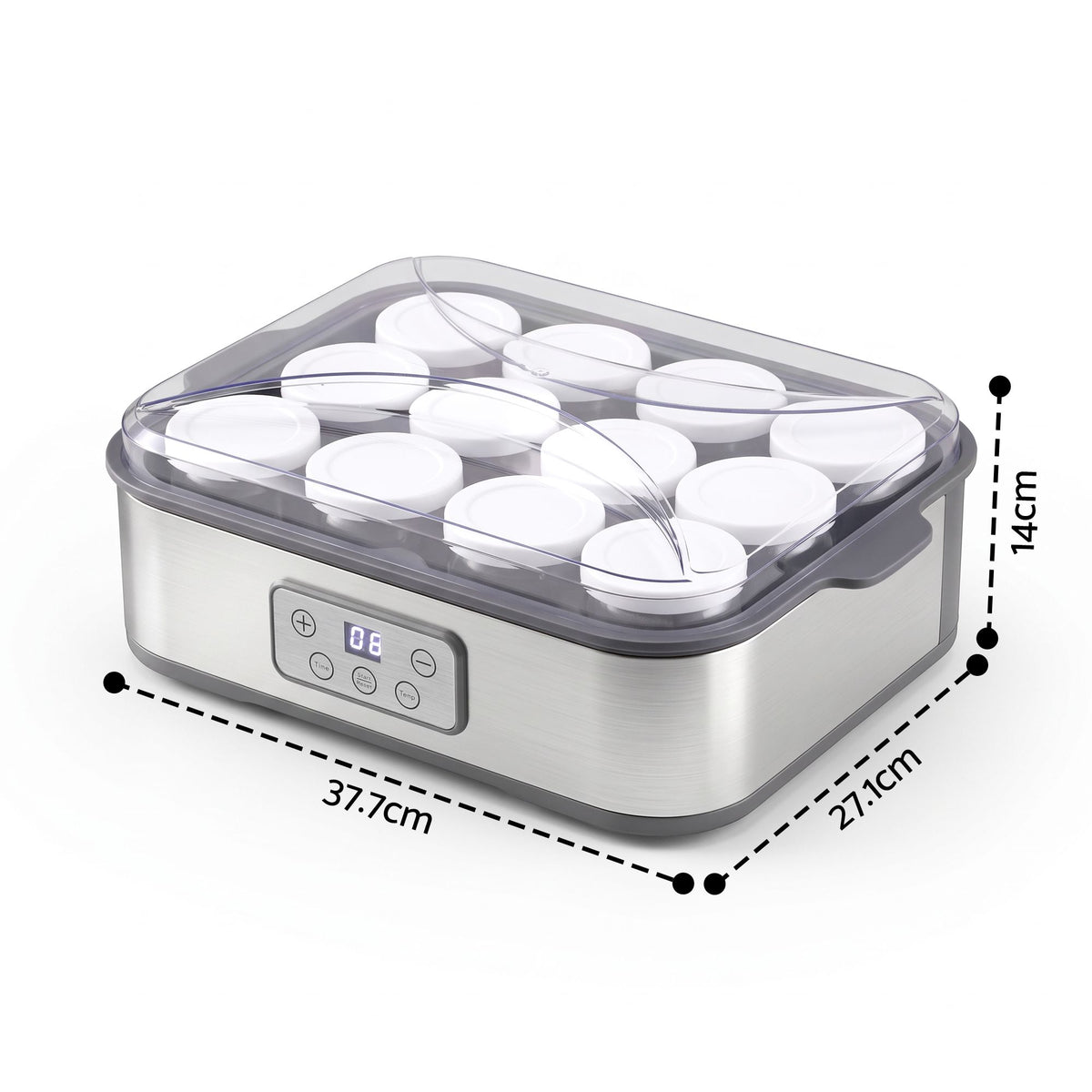 Devanti Yoghurt Maker 12 x 180ml Glass Cups Grey