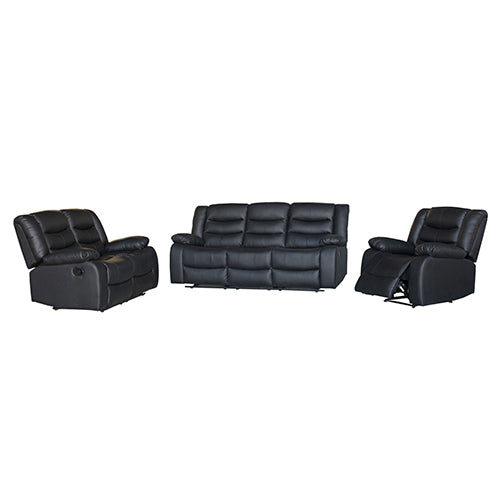 Luxurious Recliner Sofa Set Black Faux Leather, High Density Foam