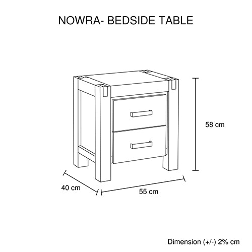 Solid Acacia 4-Piece Bedroom Suite with Tallboy and Bedside Tables