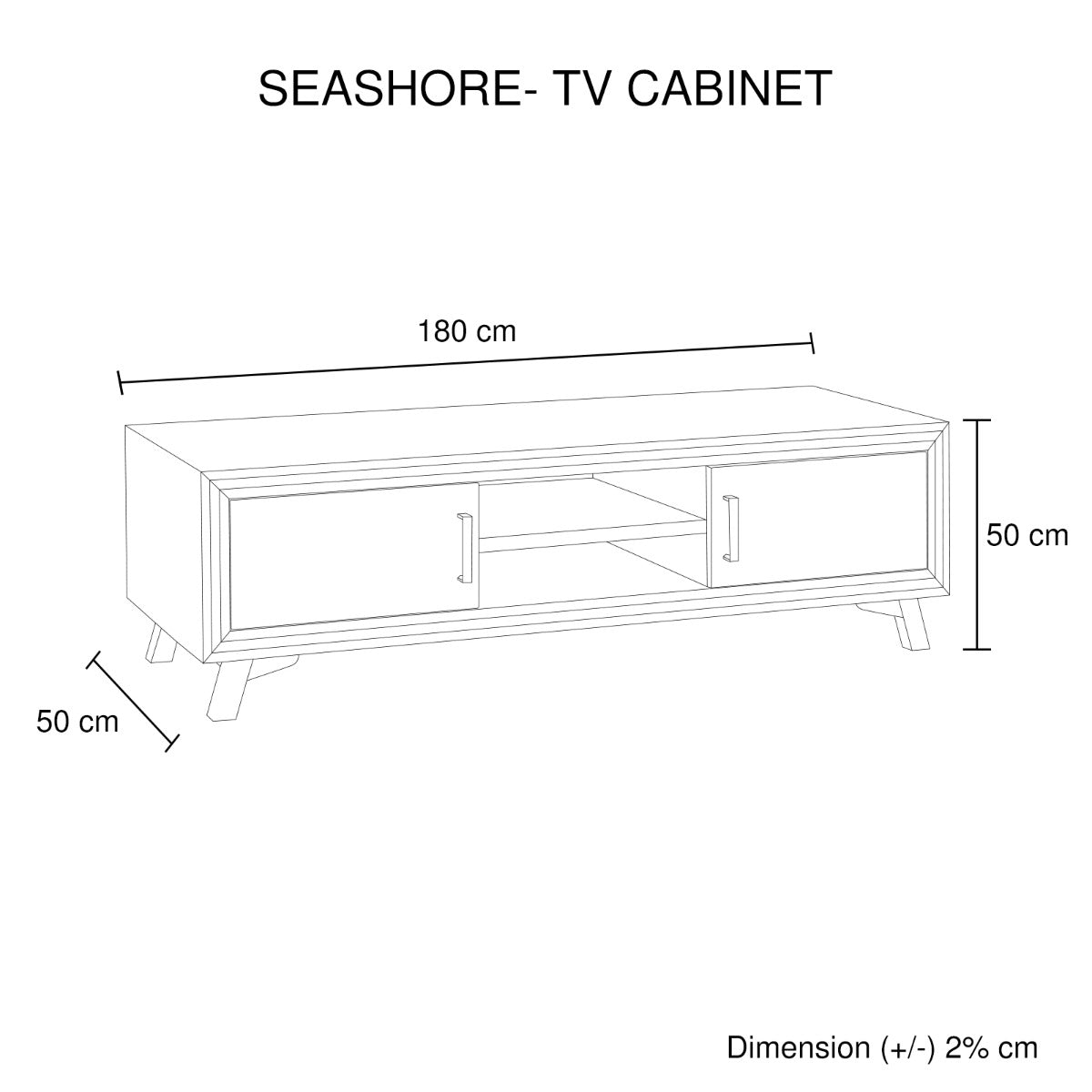 Rustic Acacia TV Cabinet w/ Drawers & Shelves - Seashore